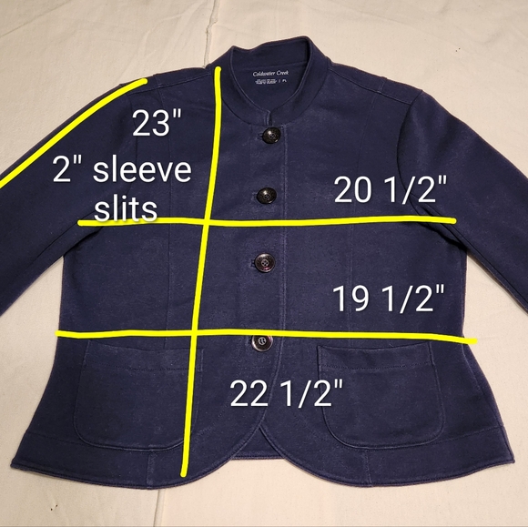 Coldwater Creek Knit Blazer Jacket Navy Blue Petite Large - Picture 9 of 9